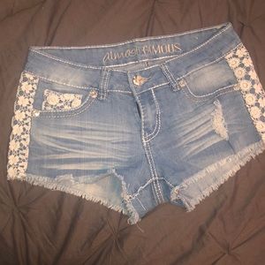 Jean shorts, lace sides